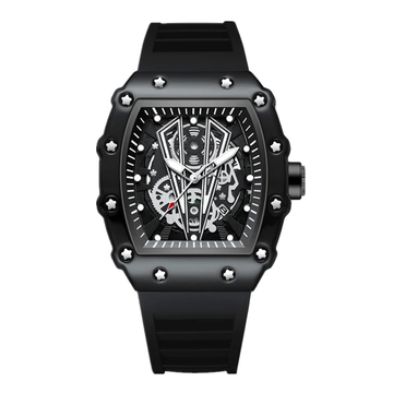 Attractive skeleton black watch